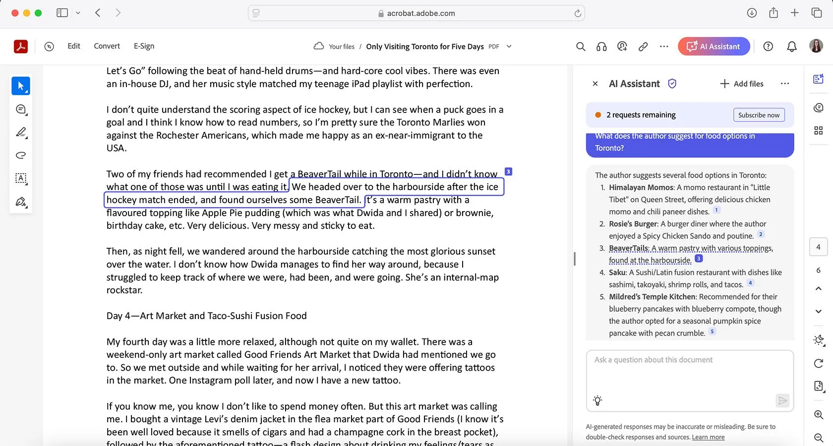 Tính năng trích dẫn nguồn rõ ràng của Adobe Acrobat AI Assistant
