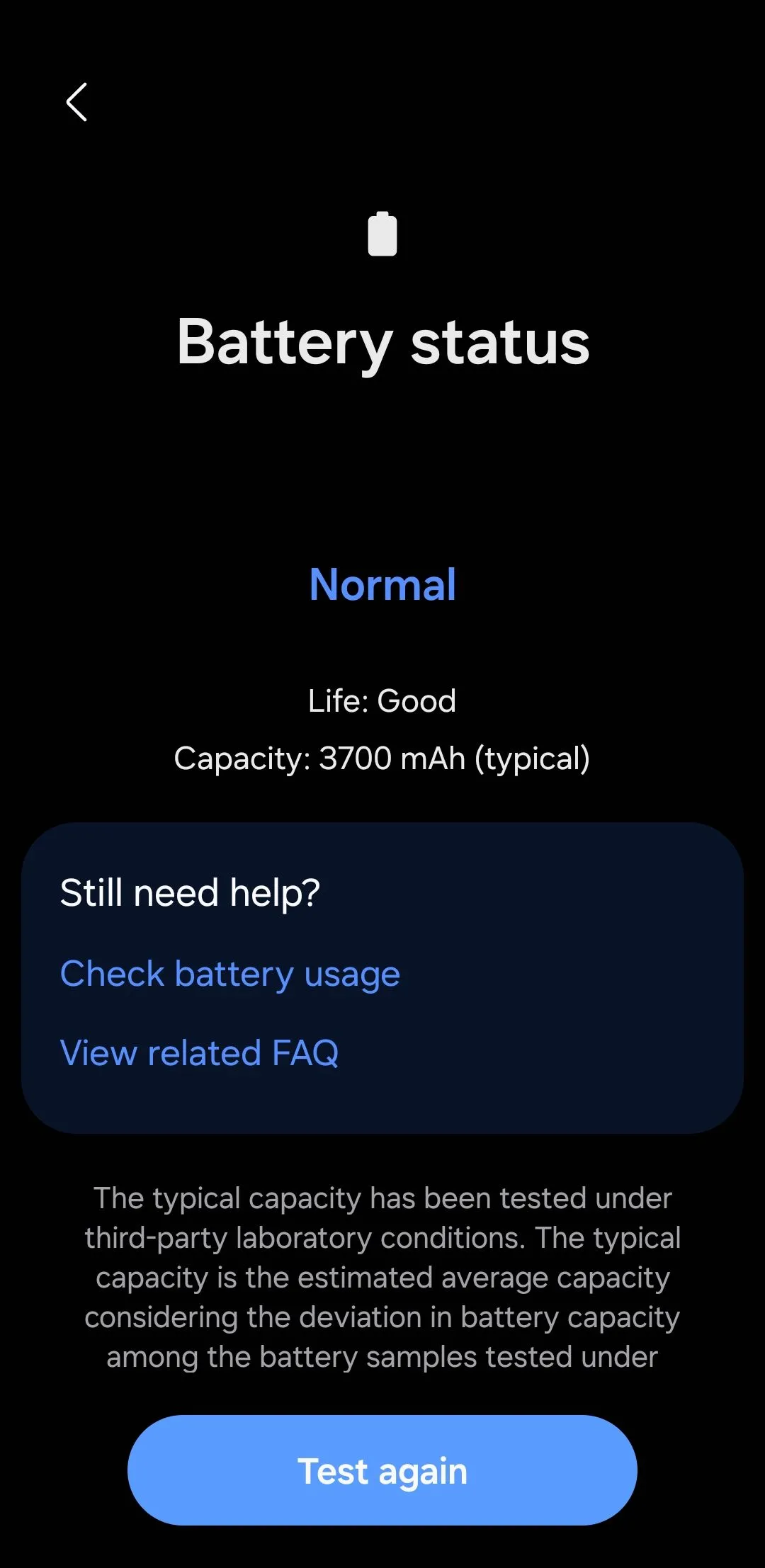 Tình trạng pin hiển thị trong ứng dụng Samsung Members trên điện thoại Galaxy