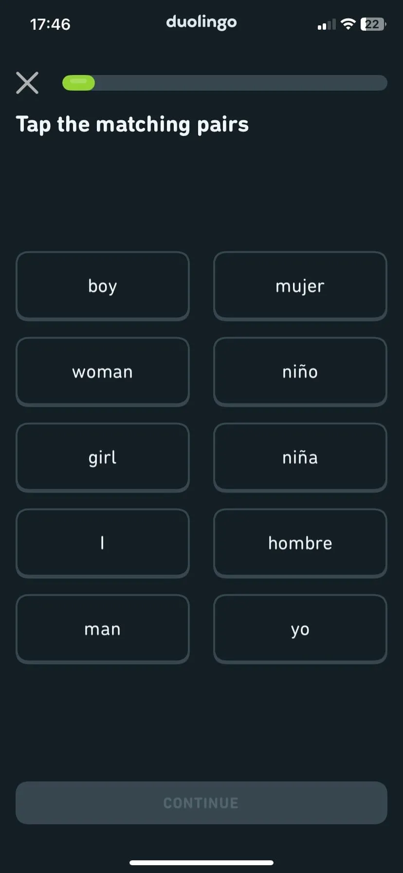 Trang bài học Duolingo với các bài tập ngôn ngữ tương tác
