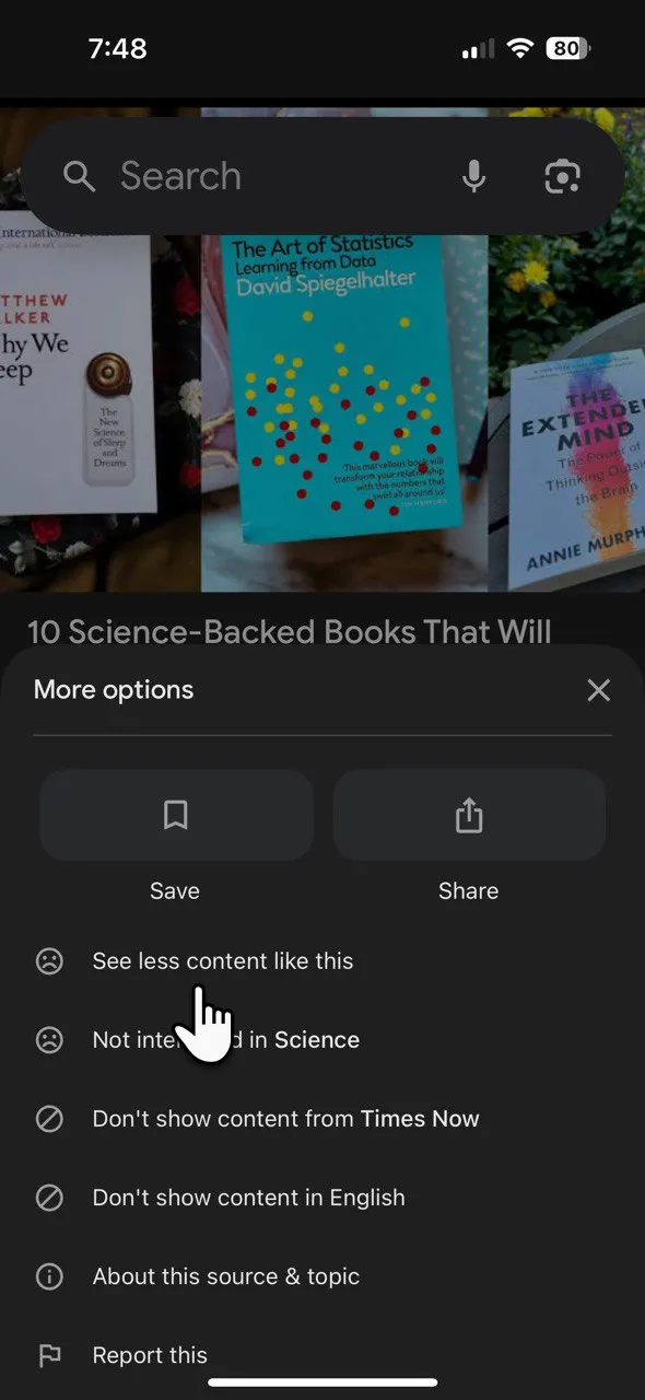 Trang cá nhân hóa nguồn cấp Discover trong Google app