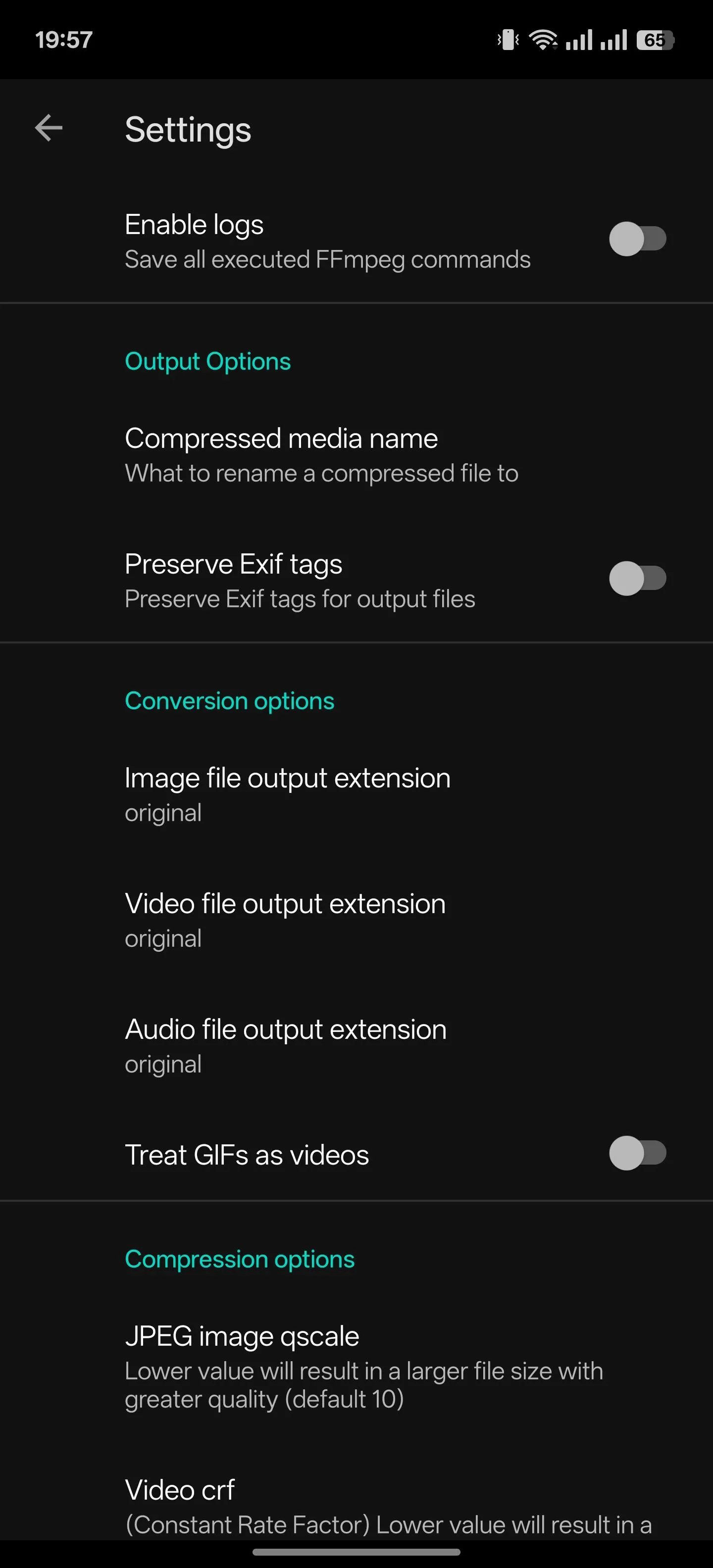 Trang cài đặt của ứng dụng FFShare trên Android.