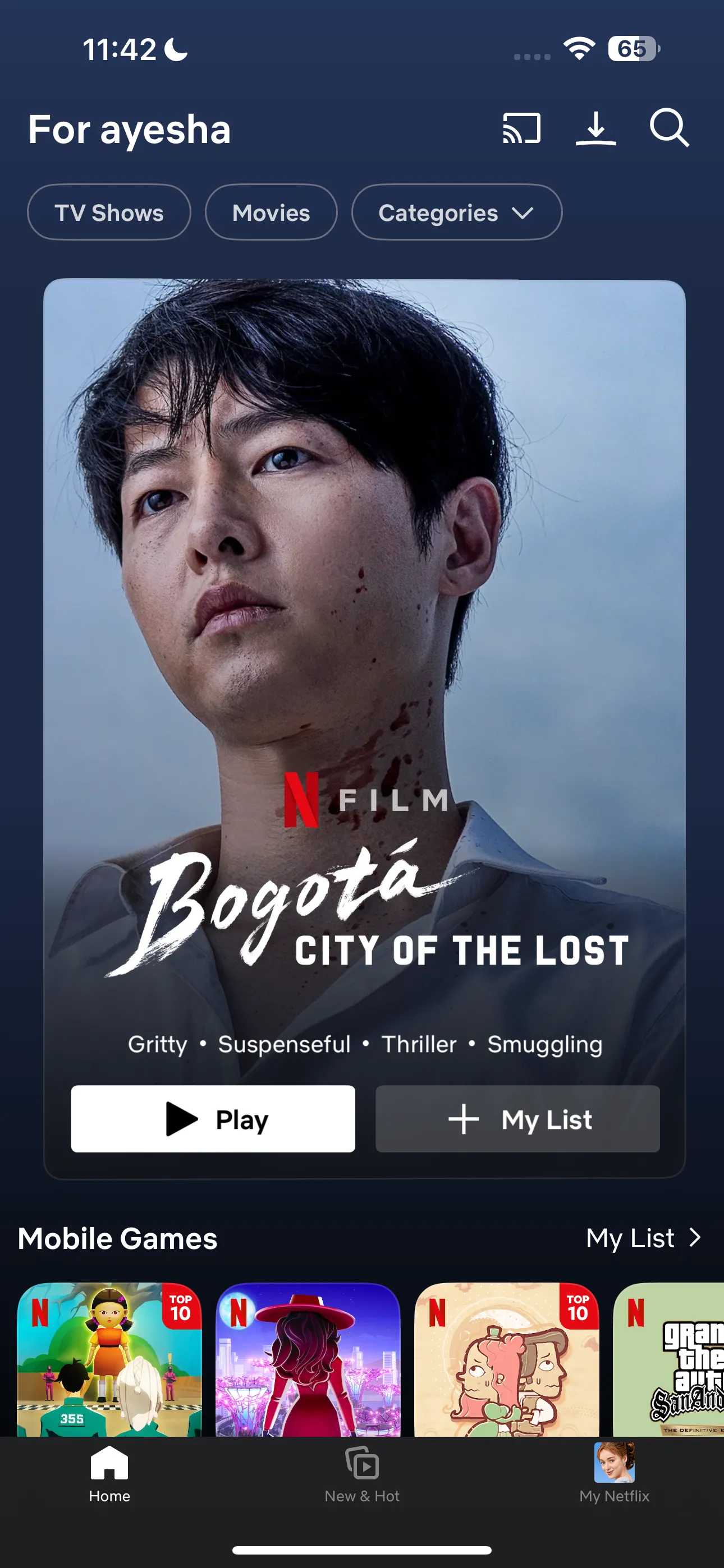 Trang chủ ứng dụng Netflix trên điện thoại
