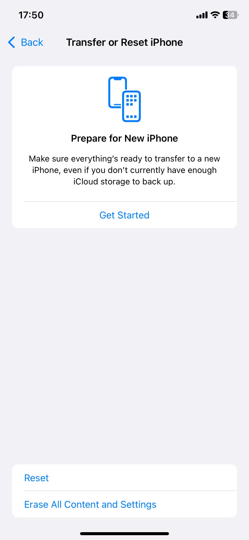 Trang chuyển hoặc đặt lại iPhone để đặt lại cài đặt mạng
