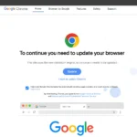 Trang thông báo cập nhật Google Chrome giả mạo với nút cập nhật màu xanh.