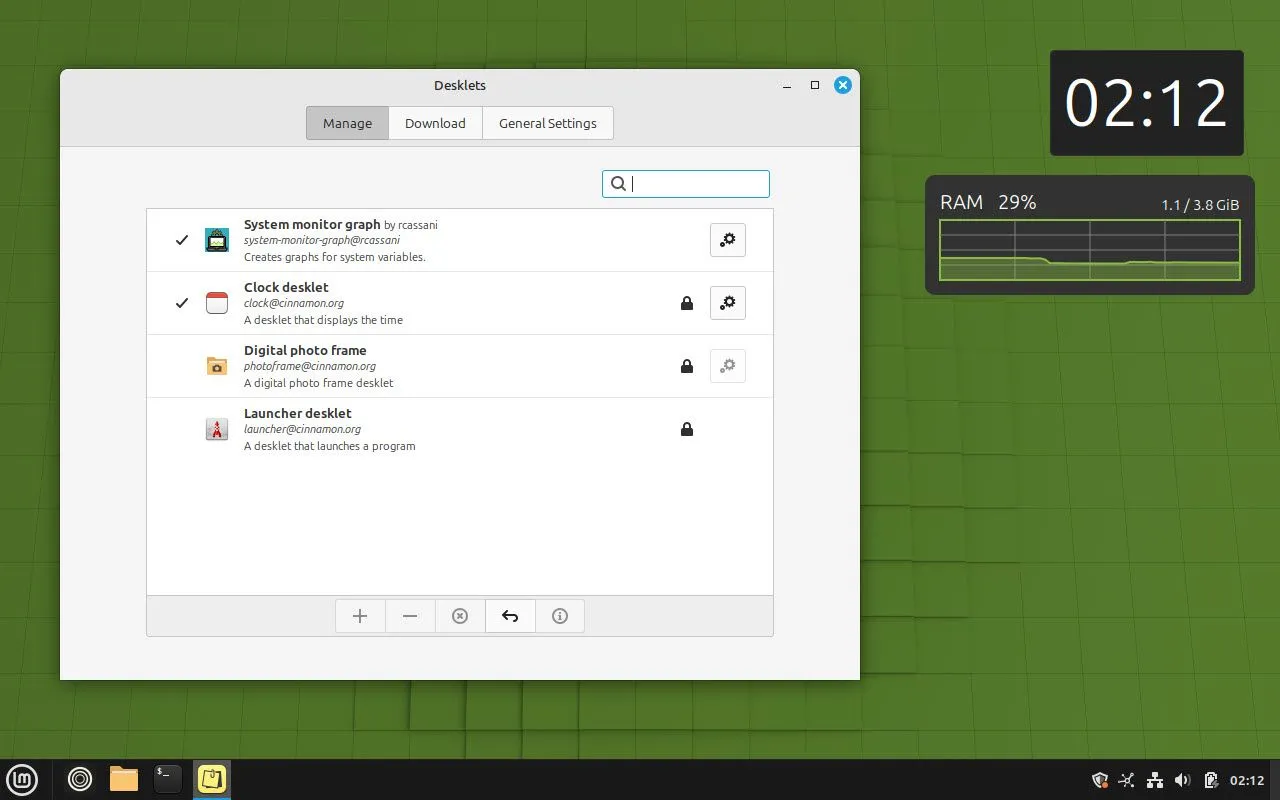 Tùy biến desktop trên Linux Mint với tùy chọn Desklet