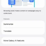 Tùy chọn Browsing Assist trong Galaxy AI, cho phép tóm tắt nội dung web một cách nhanh chóng.