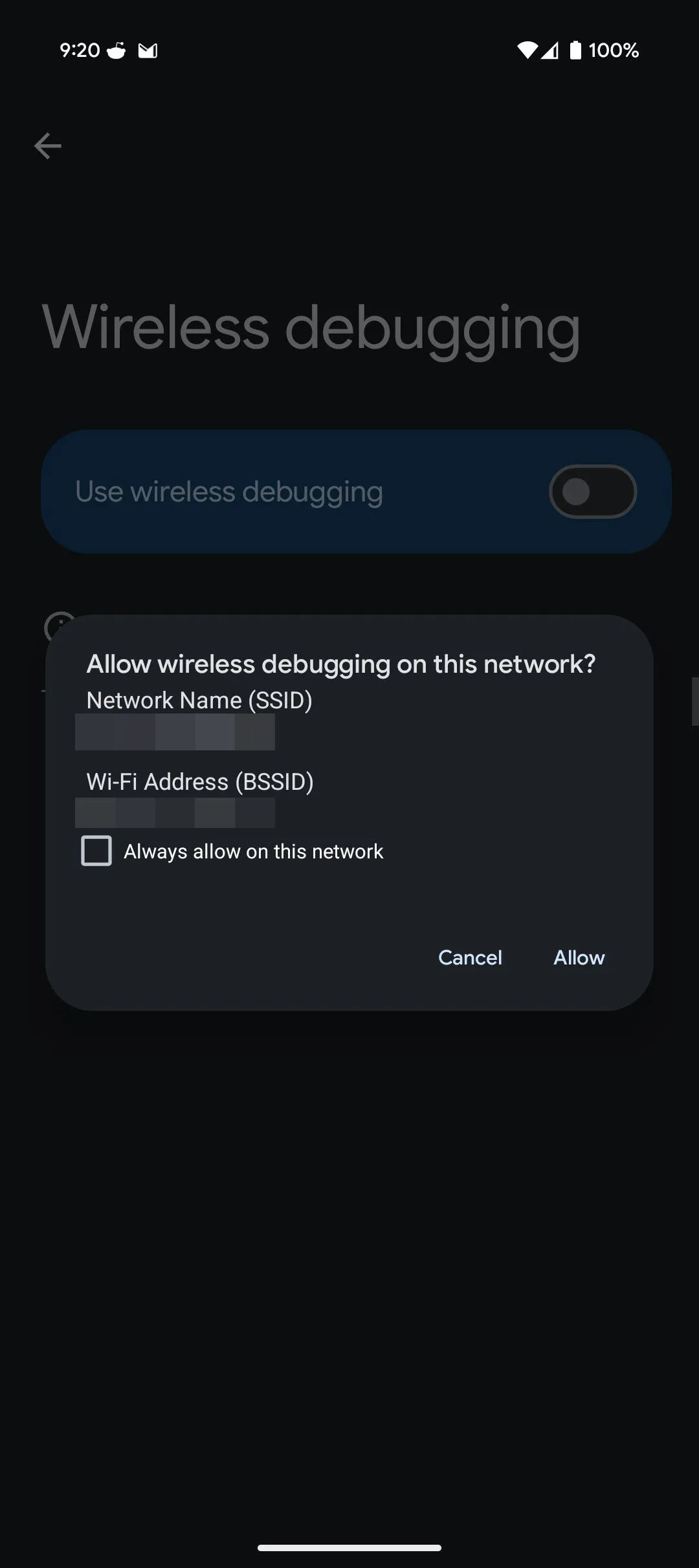 Tùy chọn gỡ lỗi không dây (Wireless debugging) trong Cài đặt nhà phát triển trên Android