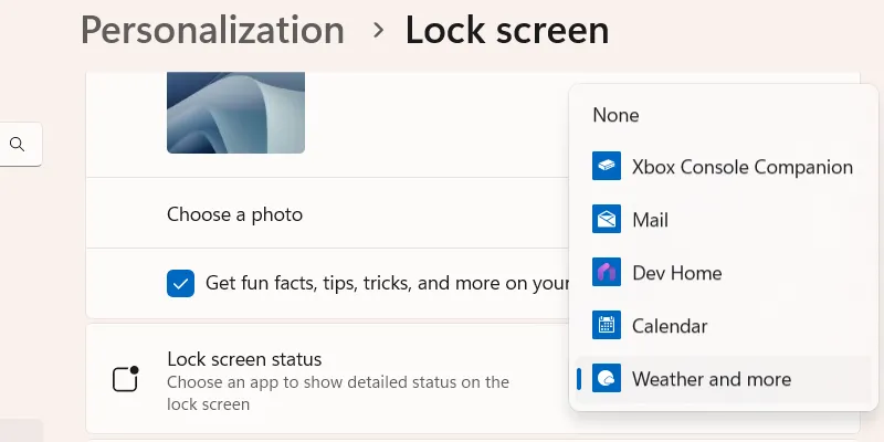 Tùy chọn tắt widget màn hình khóa trên Windows 11