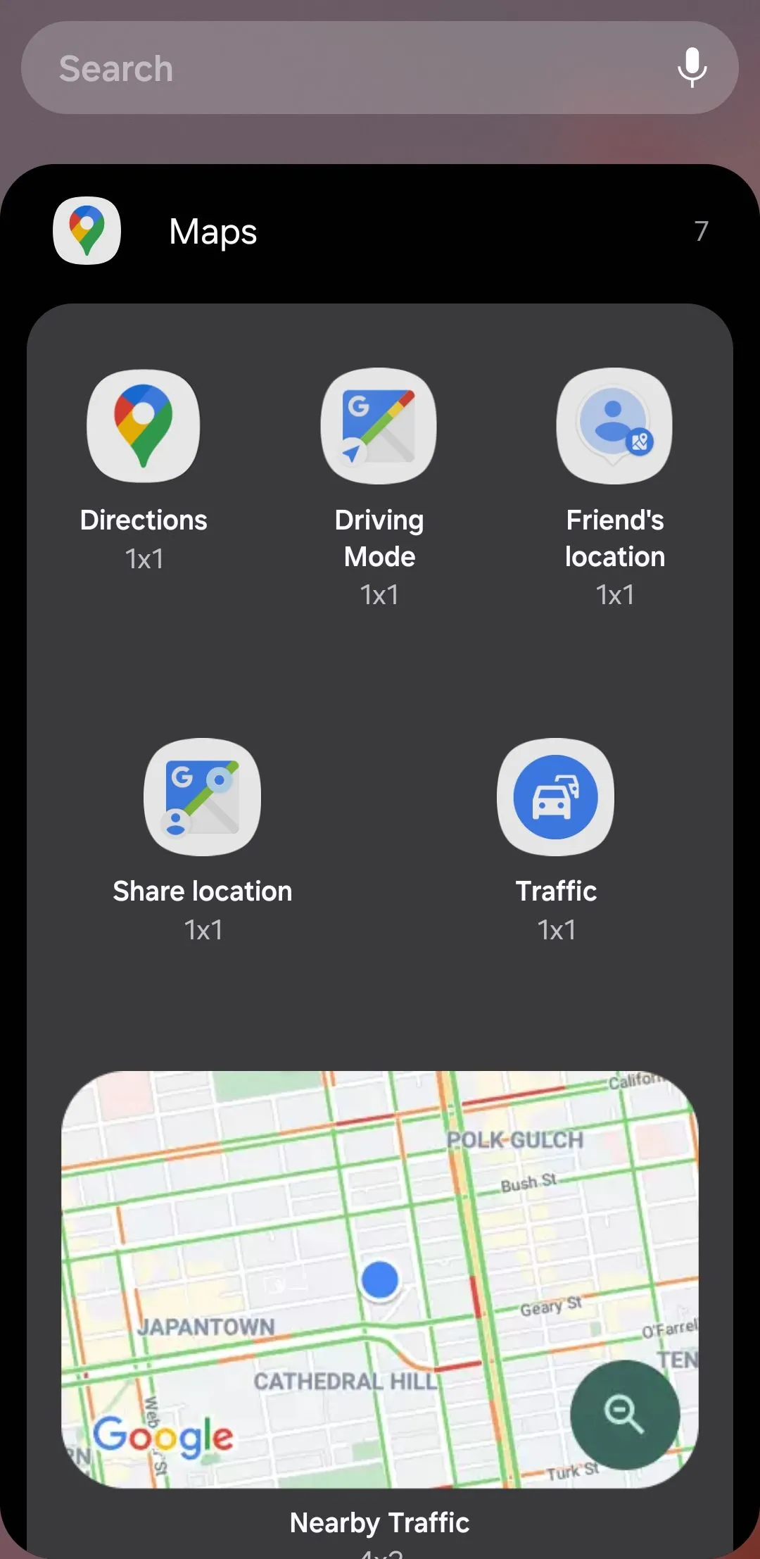Tùy chọn widget Google Maps trên Android