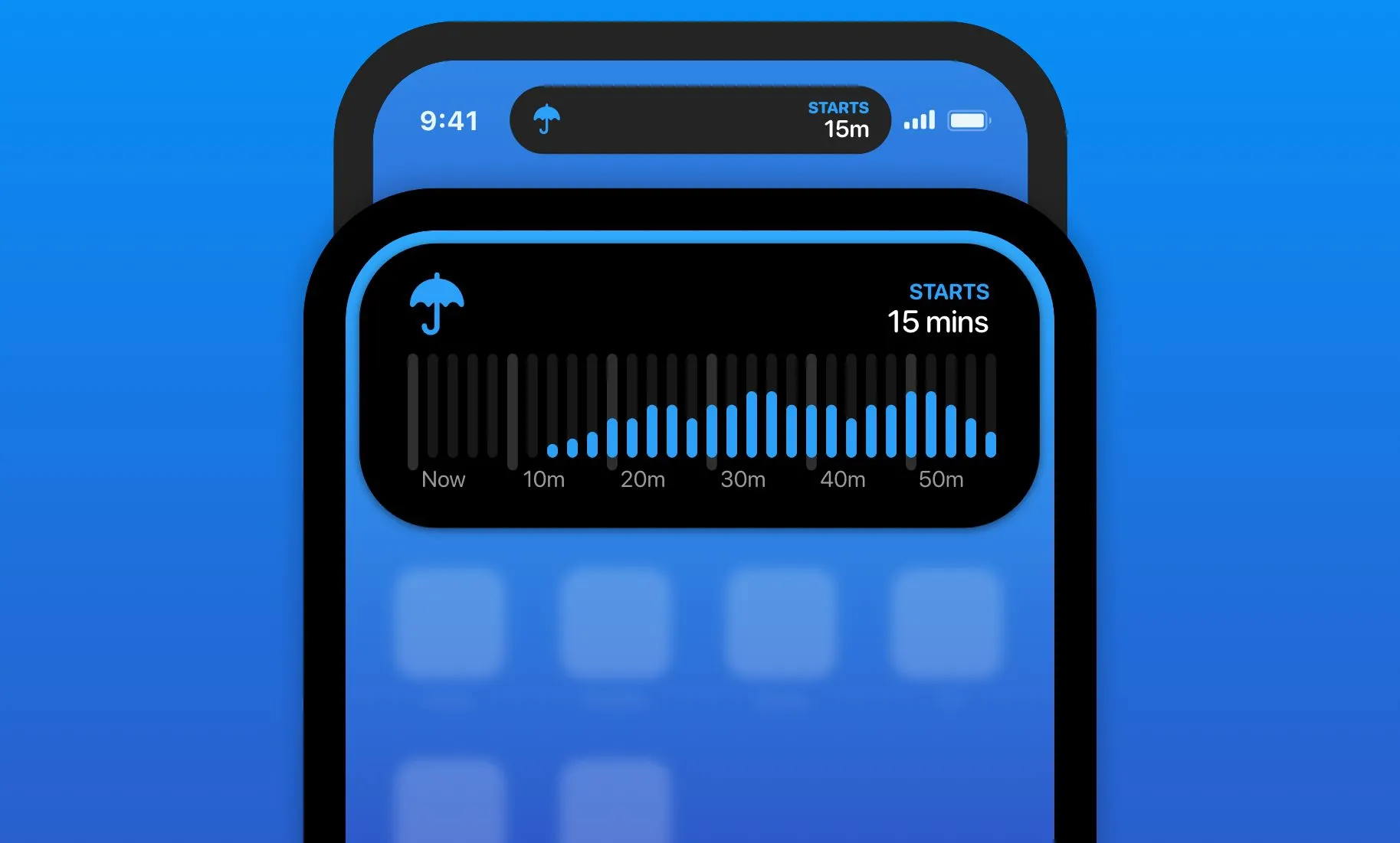 Ứng dụng Carrot Weather hiển thị thông tin thời tiết trên Dynamic Island