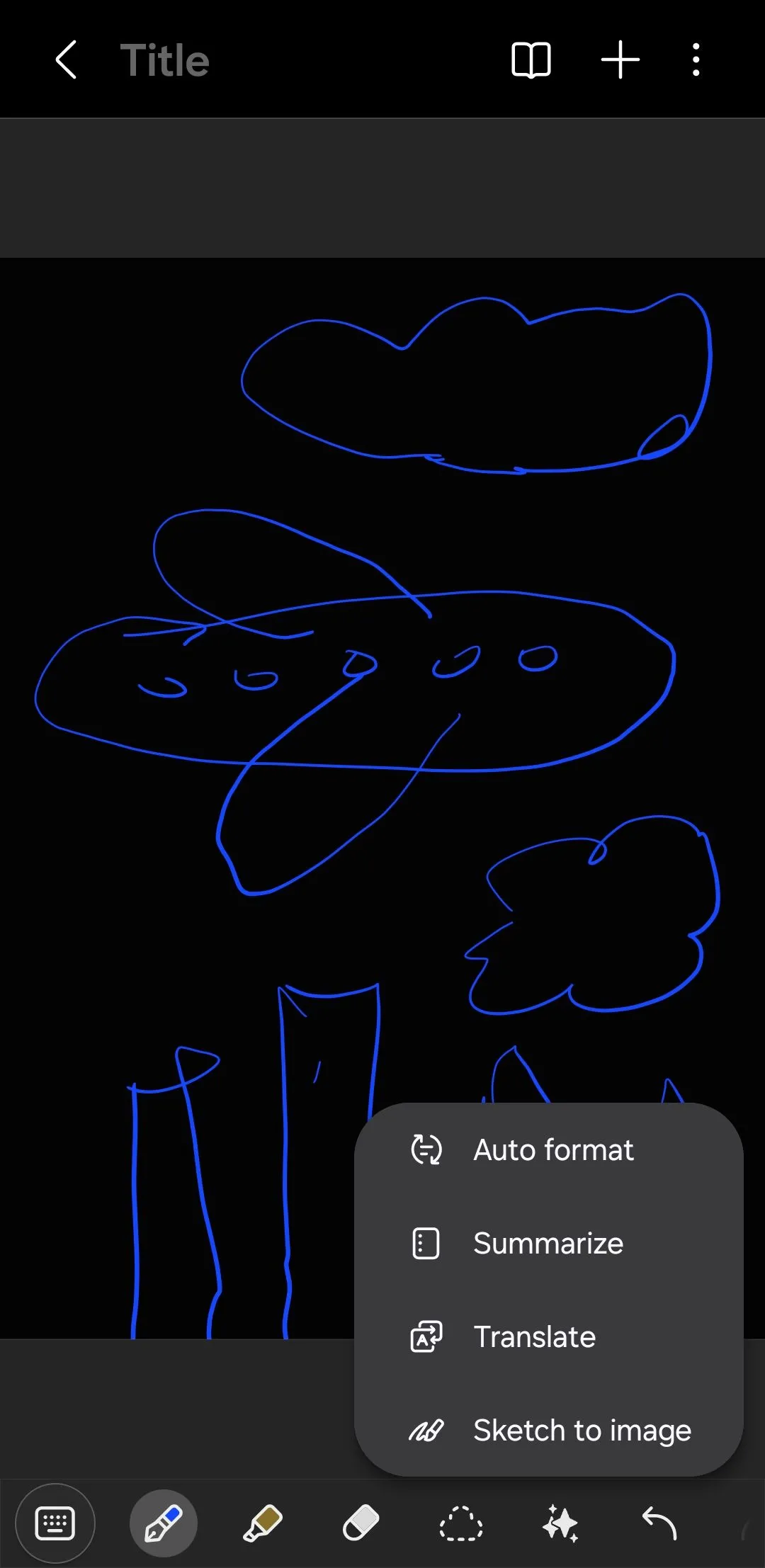 Ứng dụng Samsung Notes hiển thị tùy chọn phác thảo thành hình ảnh