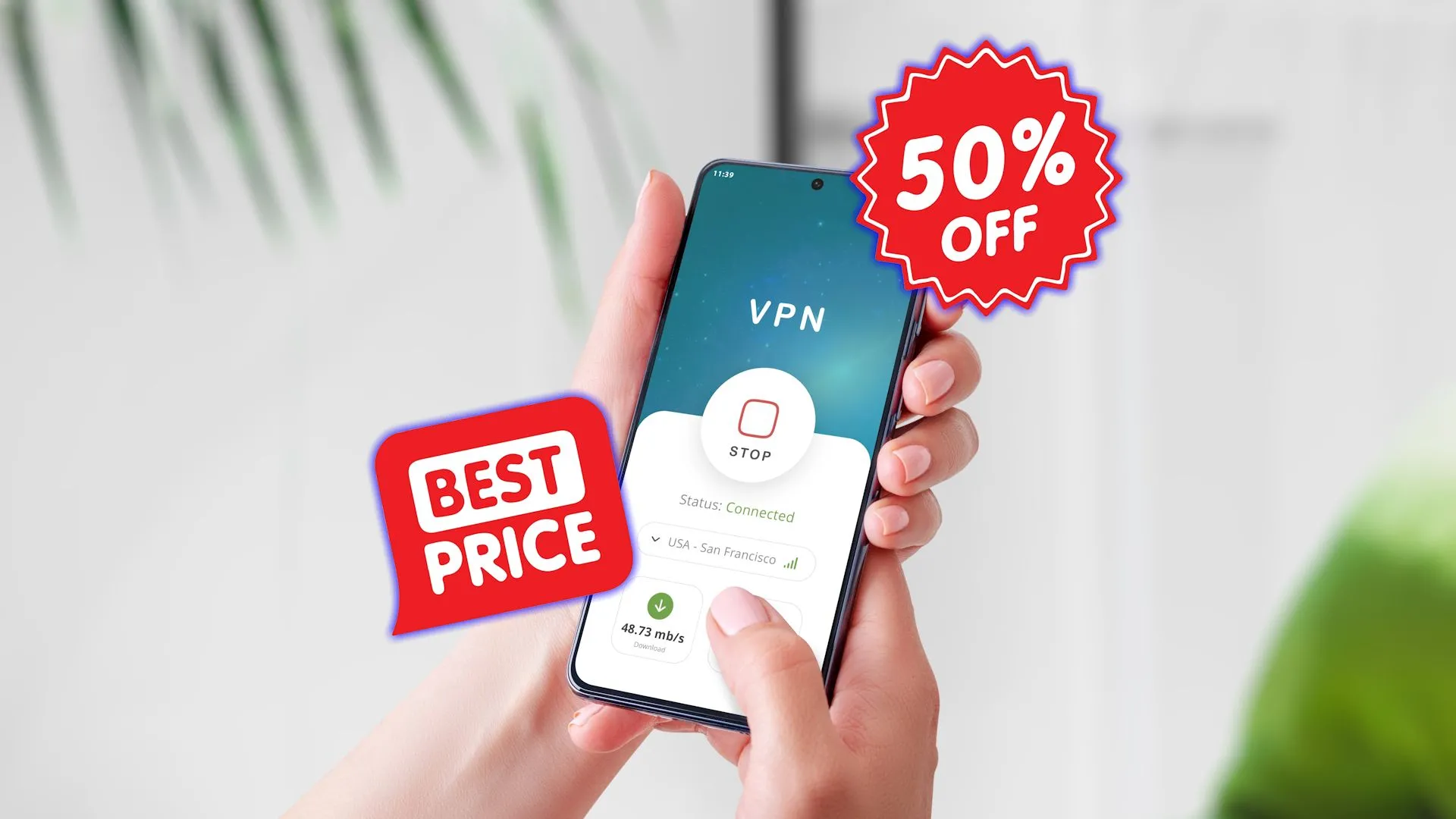 Ứng dụng VPN trên điện thoại thông minh với các nhãn khuyến mãi giảm giá