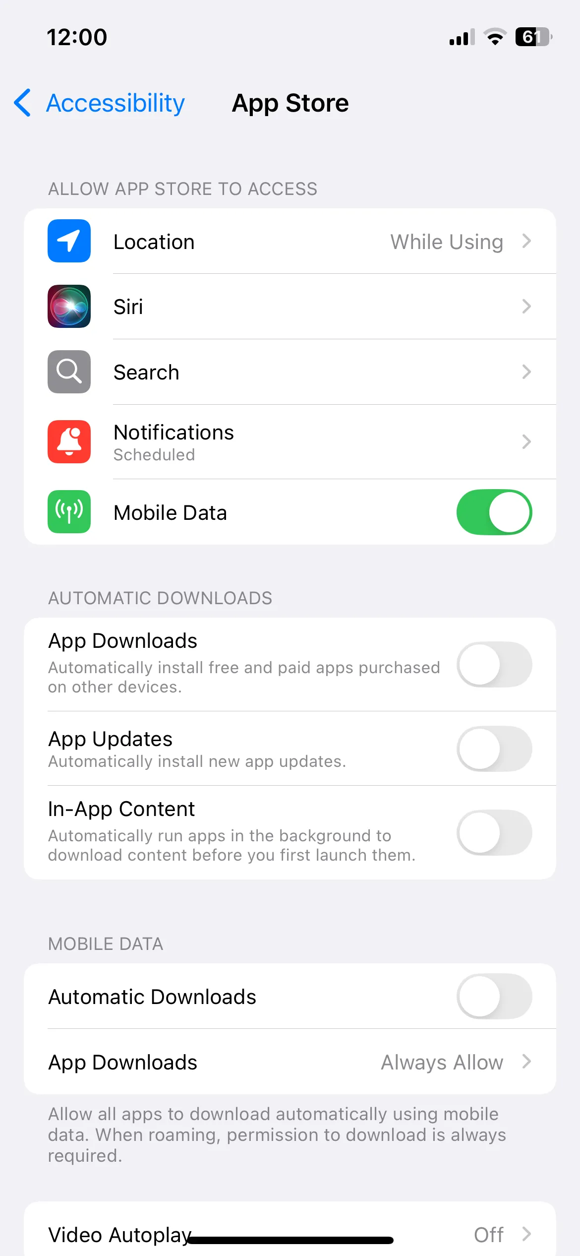 Vô hiệu hóa tính năng Tải về Tự động trong cài đặt App Store iPhone