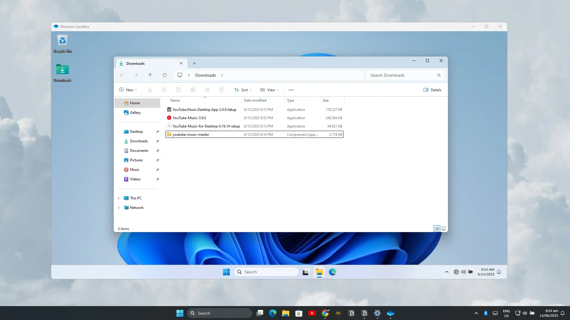 Windows Sandbox được cấu hình để kiểm tra tệp tin cài đặt an toàn